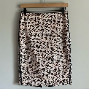 Marc Cain Women's Röcke Cream Black & Peach Dotted Knee Length Pencil Skirt EUC